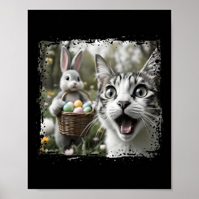 Funny Easter Cat Selfie With Easter Bunny Adults K Poster (Front)