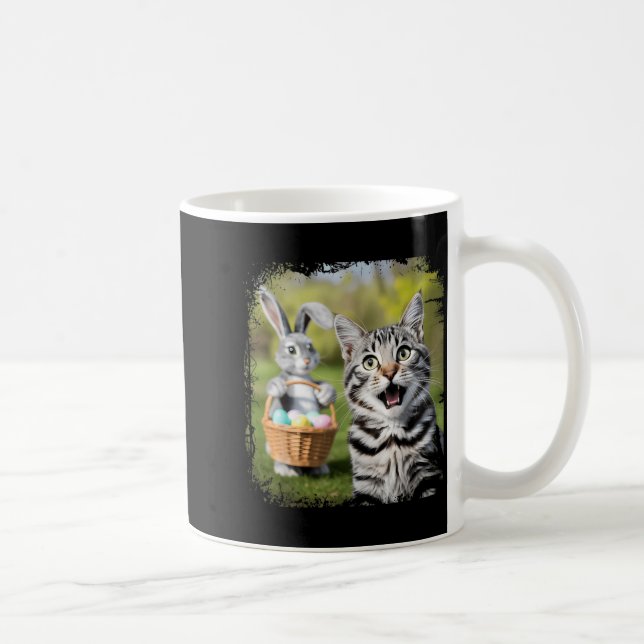 Funny Easter Cat Selfie with Easter Bunny Cat Coffee Mug (Right)