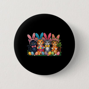 Funny Easter Cats Ears Bunny Eggs Spring for Women 6 Cm Round Badge