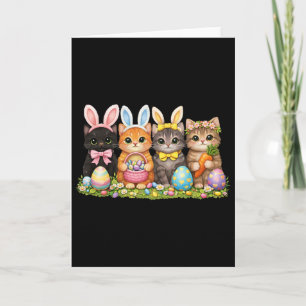 Funny Easter Cats Ears Bunny Eggs Spring For Women Card