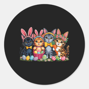 Funny Easter Cats Ears Bunny Eggs Spring for Women Classic Round Sticker