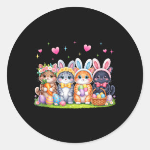 Funny Easter Cats Ears Bunny Eggs Spring for Women Classic Round Sticker