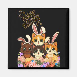 Funny Easter Cats Ears Bunny Eggs Spring for Women Magnet