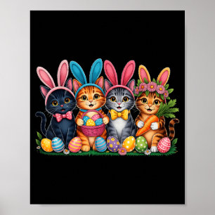 Funny Easter Cats Ears Bunny Eggs Spring for Women Poster