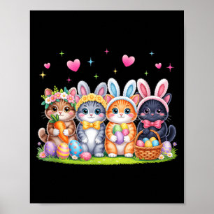 Funny Easter Cats Ears Bunny Eggs Spring for Women Poster