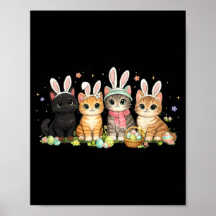 Funny Easter Cats Ears Bunny Eggs Spring Women Men Poster