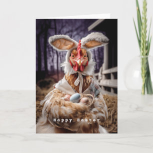 Funny Easter Chicken Bunny Costume Card
