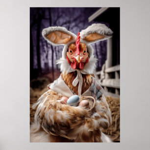Funny Easter Chicken Bunny Costume Poster
