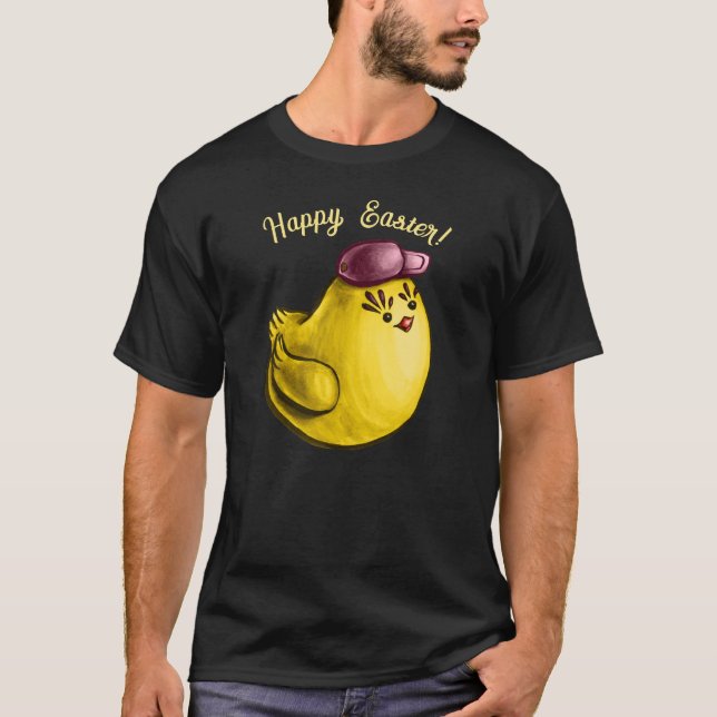 Funny Easter Chicken Cool Cartoon T-Shirt (Front)