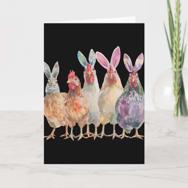 Funny Easter Chickens Bunny Ears Spring Farm _1  Card (Front)