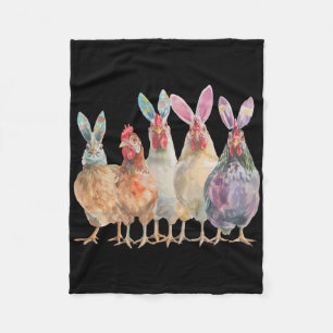 Funny Easter Chickens Bunny Ears Spring Farm _1  Fleece Blanket