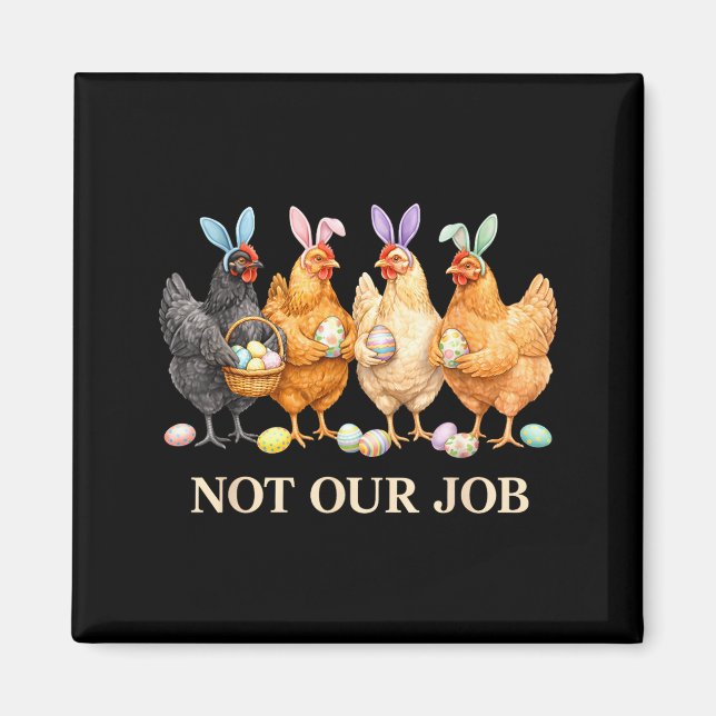 Funny easter chickens wearing bunny ears art  magnet (Front)