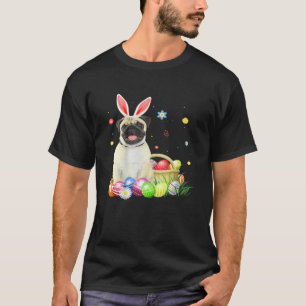 Funny Easter Cute Dog Pug Bunny Eggs Basket Happy T-Shirt