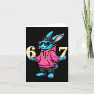 Funny easter day bunny 6 7 six seven meme men boyF Card