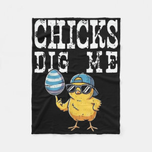 Funny Easter Day Chick Dig Me Chick Easter Fleece Blanket