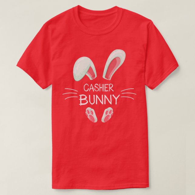 Funny Easter Day Costume Matching Cute Cashier Bun T-Shirt (Design Front)
