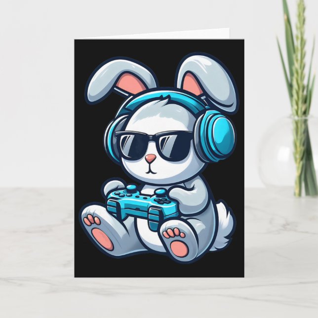 Funny Easter Day Gamer Bunny Spring Easter Gaming  Card (Front)