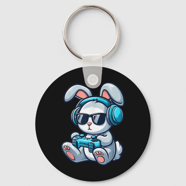 Funny Easter Day Gamer Bunny Spring Easter Gaming  Key Ring (Front)