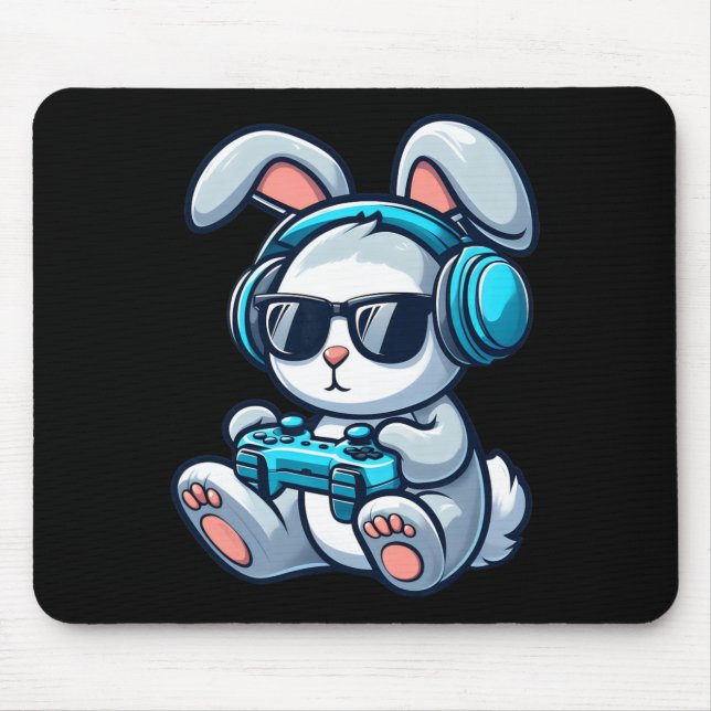 Funny Easter Day Gamer Bunny Spring Easter Gaming  Mouse Pad (Front)