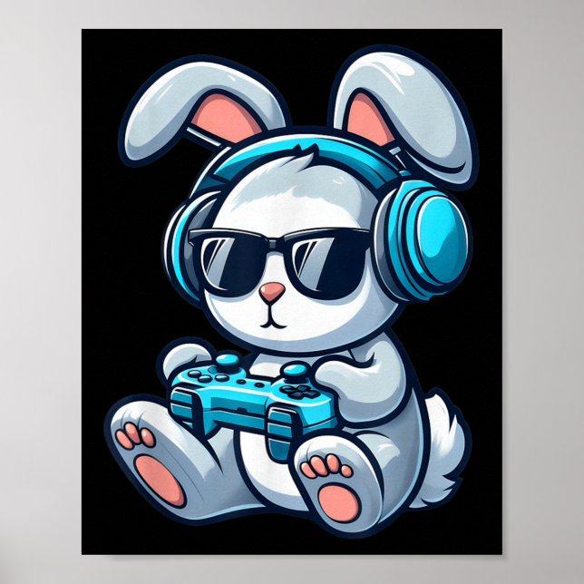 Funny Easter Day Gamer Bunny Spring Easter Gaming  Poster (Front)