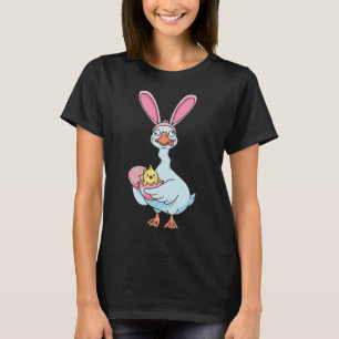 Funny Easter Day Goose Bunny Pink Ears Silly Bird T-Shirt