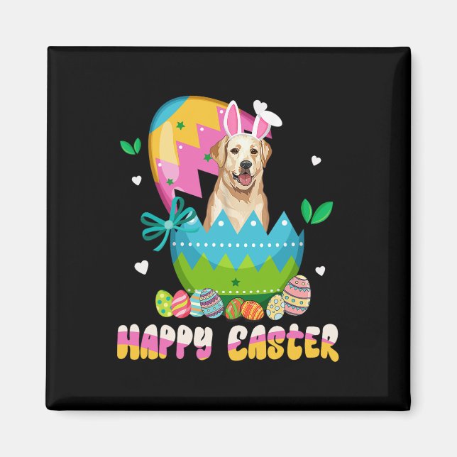 Funny Easter Day Labrador Retriever Dog Bunny Ears Magnet (Front)
