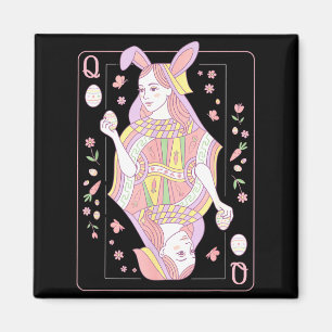 Funny easter day queen card playing bunny cute magnet