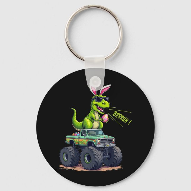 Funny Easter Dinosaur Bruh - T-rex Easter Egg Hunt Key Ring (Front)