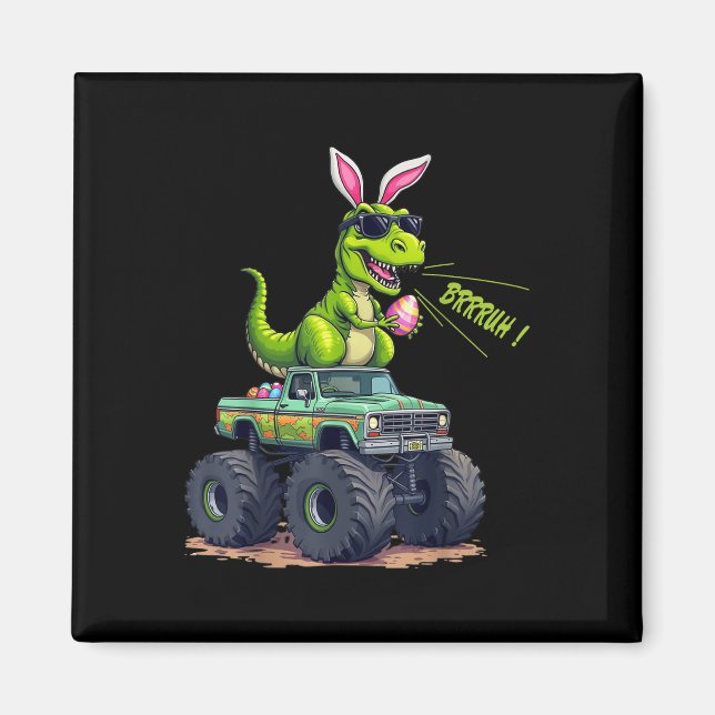 Funny Easter Dinosaur Bruh - T-rex Easter Egg Hunt Magnet (Front)