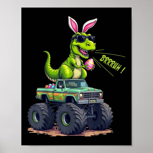 Funny Easter Dinosaur Bruh - T-rex Easter Egg Hunt Poster (Front)