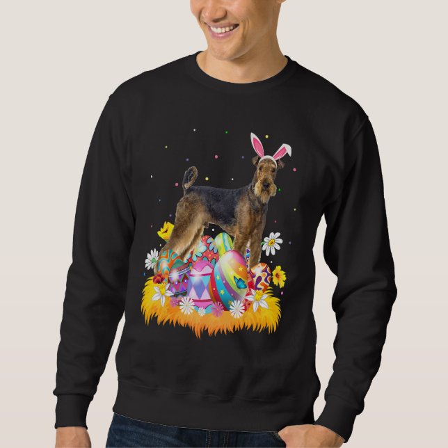 Funny Easter Egg  Airedale Terrier Dog Easter Sund Sweatshirt (Front)