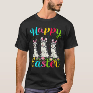 Funny Easter Egg Bunny Alaskan Malamute Dog Happy T-Shirt