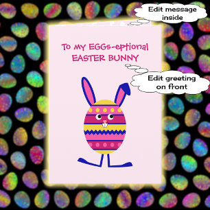 Funny easter egg bunny custom text holiday card