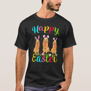 Funny Easter Egg Bunny Golden Retriever Dog Happy  T-Shirt