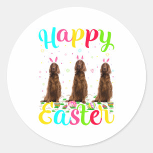 Funny Easter Egg Bunny Irish Setter Dog Happy East Classic Round Sticker