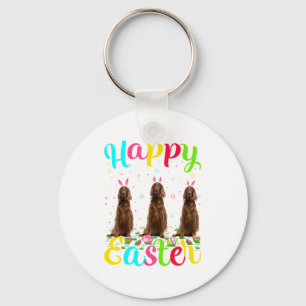 Funny Easter Egg Bunny Irish Setter Dog Happy East Key Ring