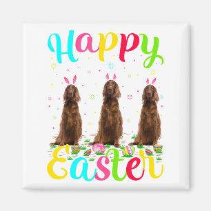 Funny Easter Egg Bunny Irish Setter Dog Happy East Magnet