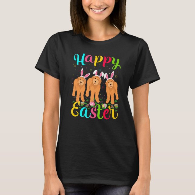 Funny Easter Egg Bunny Labradoodle Dog Happy Easte T-Shirt (Front)