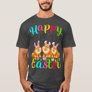 Funny Easter Egg Bunny Pomeranian Dog Happy Easter T-Shirt