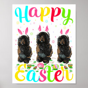 Funny Easter Egg Bunny Portuguese Water Dog Happy Poster