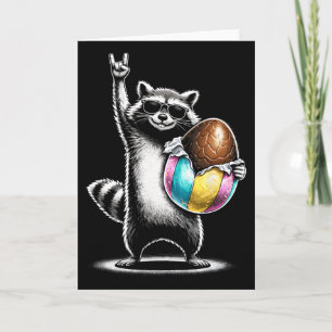 Funny Easter Egg Chocolate Racoon Rock On Card
