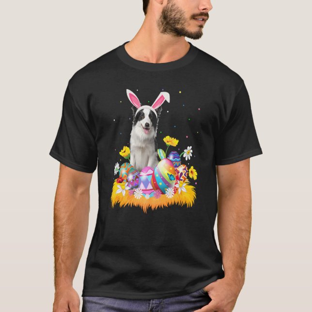 Funny Easter Egg  Collie Dog Easter Sunday T-Shirt (Front)