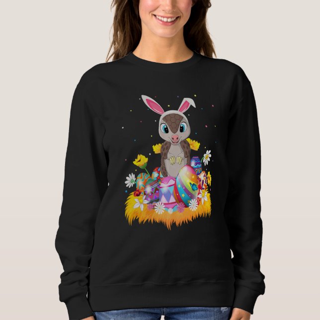 Funny Easter Egg  Cute Armadillo Easter Sunday Sweatshirt (Front)