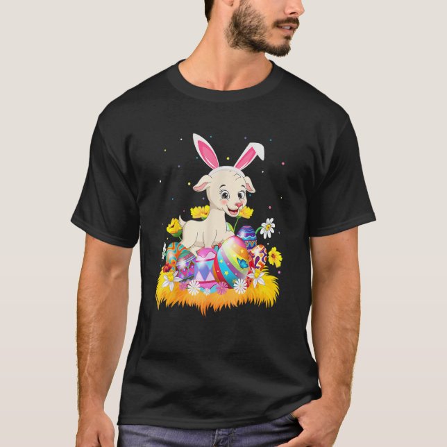 Funny Easter Egg  Cute Goat Easter Sunday T-Shirt (Front)