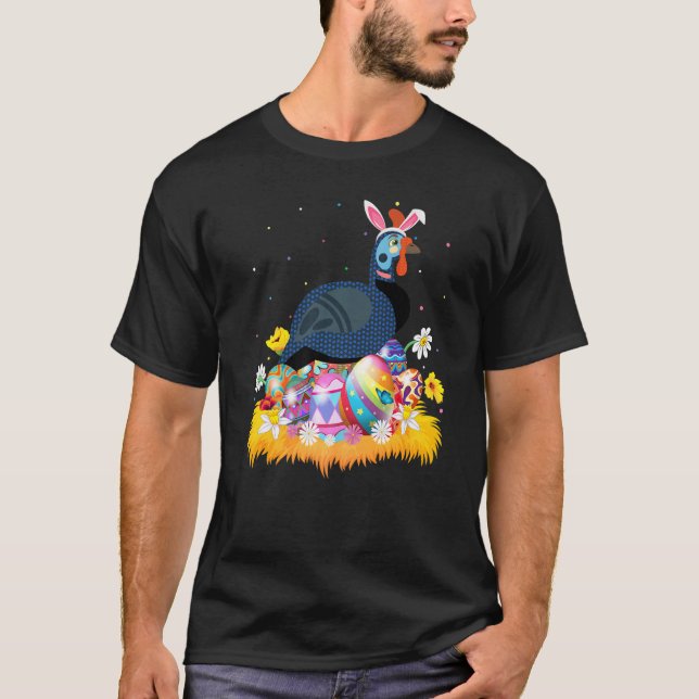Funny Easter Egg  Cute Guinea Fowl Bird Easter Sun T-Shirt (Front)