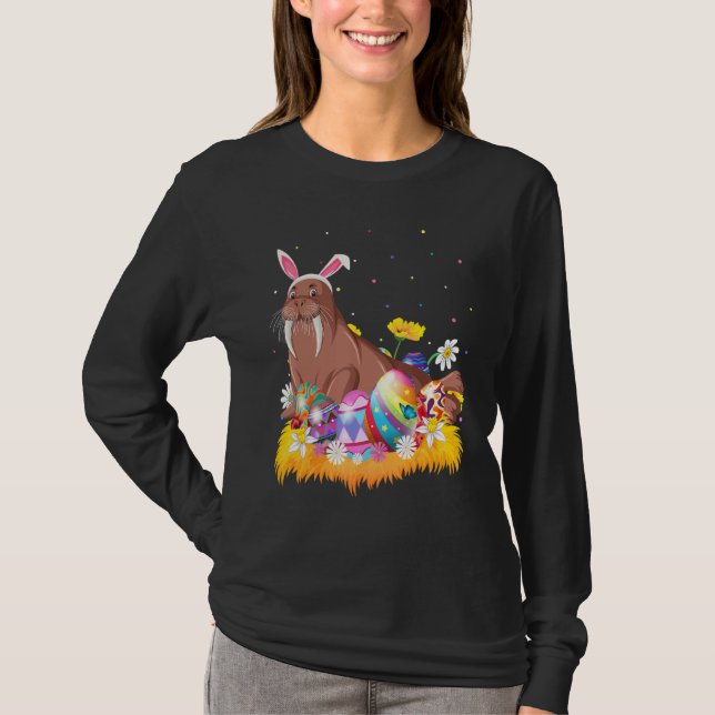 Funny Easter Egg   Cute Walrus Easter Sunday T-Shirt (Front)