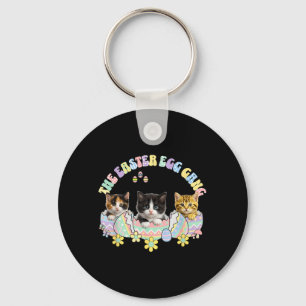 Funny Easter Egg Gang Kittens Tuxedo Cat Calico Key Ring