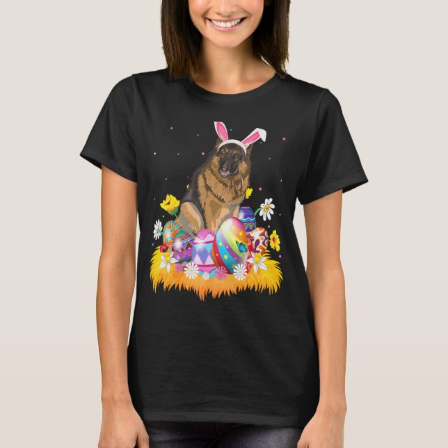 Funny Easter Egg  German Shepherd Dog Easter Sunda T-Shirt (Front)