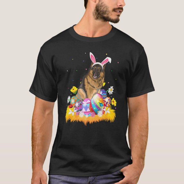 Funny Easter Egg German Shepherd Dog Easter Sunday T-Shirt (Front)