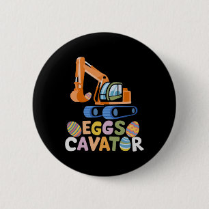 Funny Easter Egg Hunt With Trucks And Construction 6 Cm Round Badge